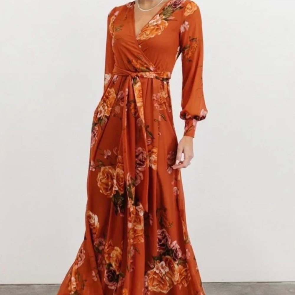 Baltic Born Lydia Rust Floral Maxi Dress, Size Small, Excellent Condition